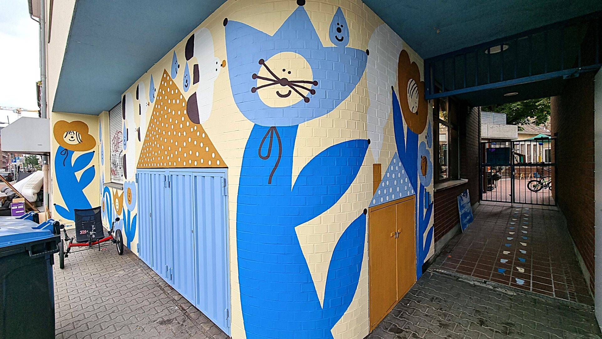 Aussenansicht Kita Hafenstrasse mit Mural
