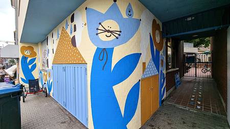 Aussenansicht Kita Hafenstrasse mit Mural